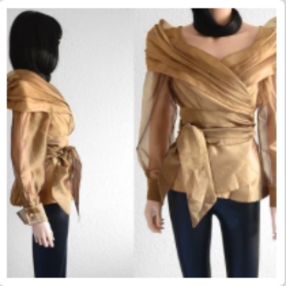 GOLD Avant Garde Jacket Organza Statement Jacket Minimalist Futuristic Clothing - Picture 1 of 3